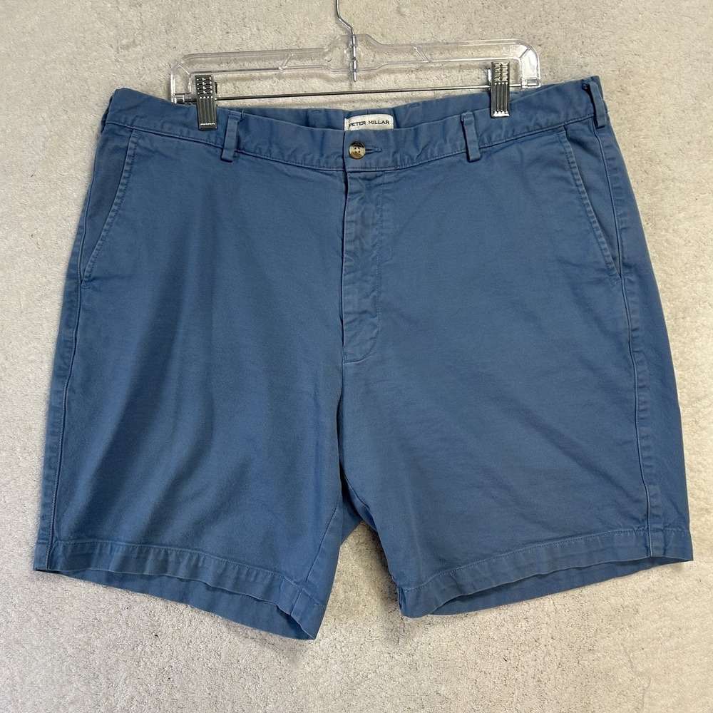 Peter Millar Mens Size 38 Blue Pilot Twill Cotton Athletic Shorts (J8)